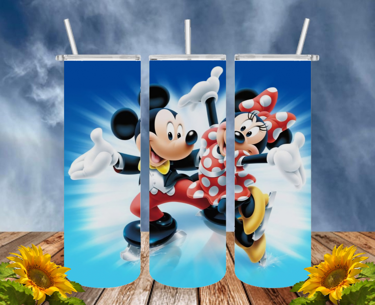Mickey 20 Oz Tumbler with 1 Lid, 2 Straws and 1 Straw Cleaner. FREE SHIPPING. Stainless Steel. Sublimation Tumbler Cup.