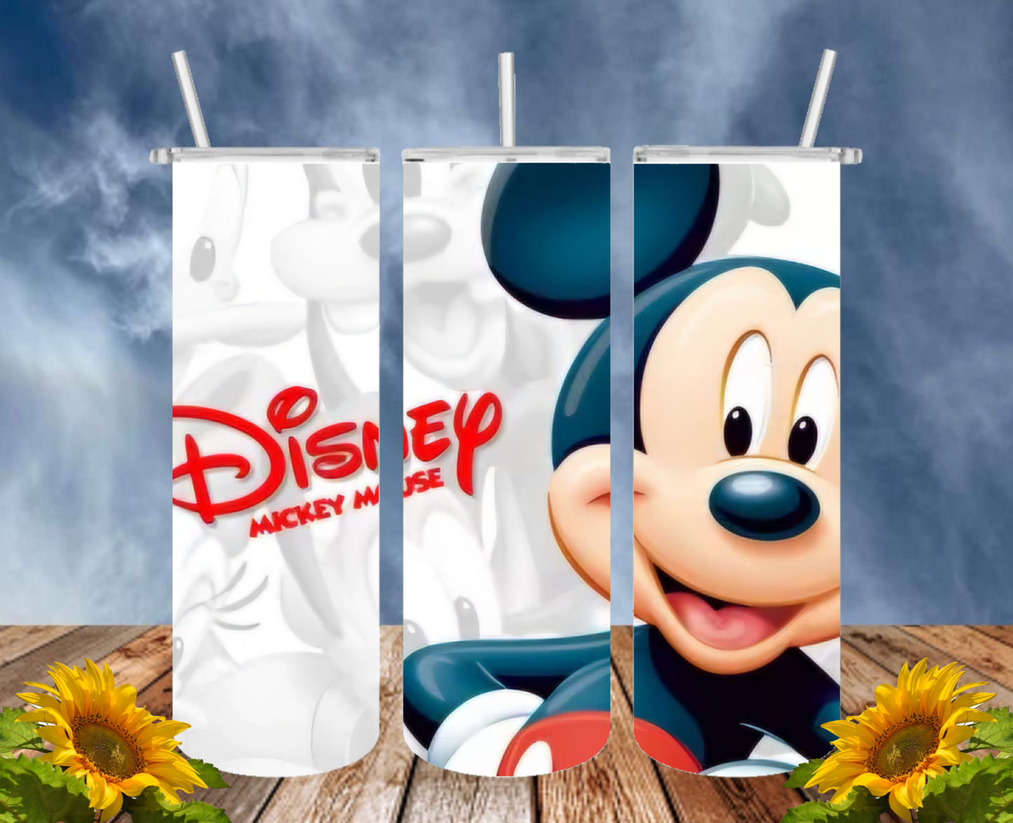 Mickey 20 Oz Tumbler with 1 Lid, 2 Straws and 1 Straw Cleaner. FREE SHIPPING. Stainless Steel. Sublimation Tumbler Cup.
