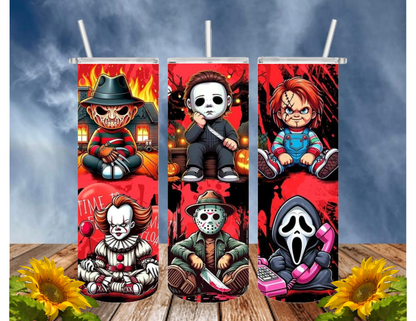 HORROR/THRILLER Serial Killers 20 Oz Tumbler with 2 Straws, 1 Lid and Straw Cleaner. FREE SHIPPING. Stainless Steel. Sublimation Tumbler Cup.