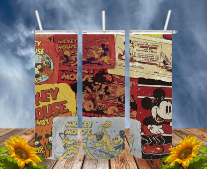 Mickey 20 Oz Tumbler with 1 Lid, 2 Straws and 1 Straw Cleaner. FREE SHIPPING. Stainless Steel. Sublimation Tumbler Cup.