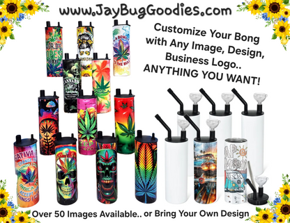 WATER BONG, 20 Oz Sublimation Printed, Stainless Steel, Easy to Clean, Any Design/Image, Customizable, Personalized, Friends, Christmas Gift, Holiday, Birthday, 420 Friendly.