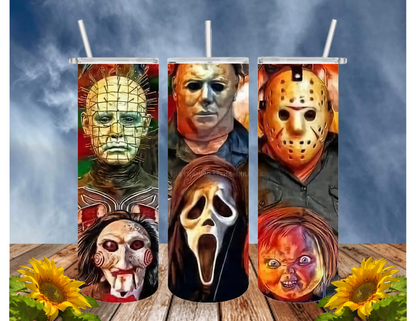 HORROR/THRILLER Serial Killers 20 Oz Tumbler with 2 Straws, 1 Lid and Straw Cleaner. FREE SHIPPING. Stainless Steel. Sublimation Tumbler Cup.