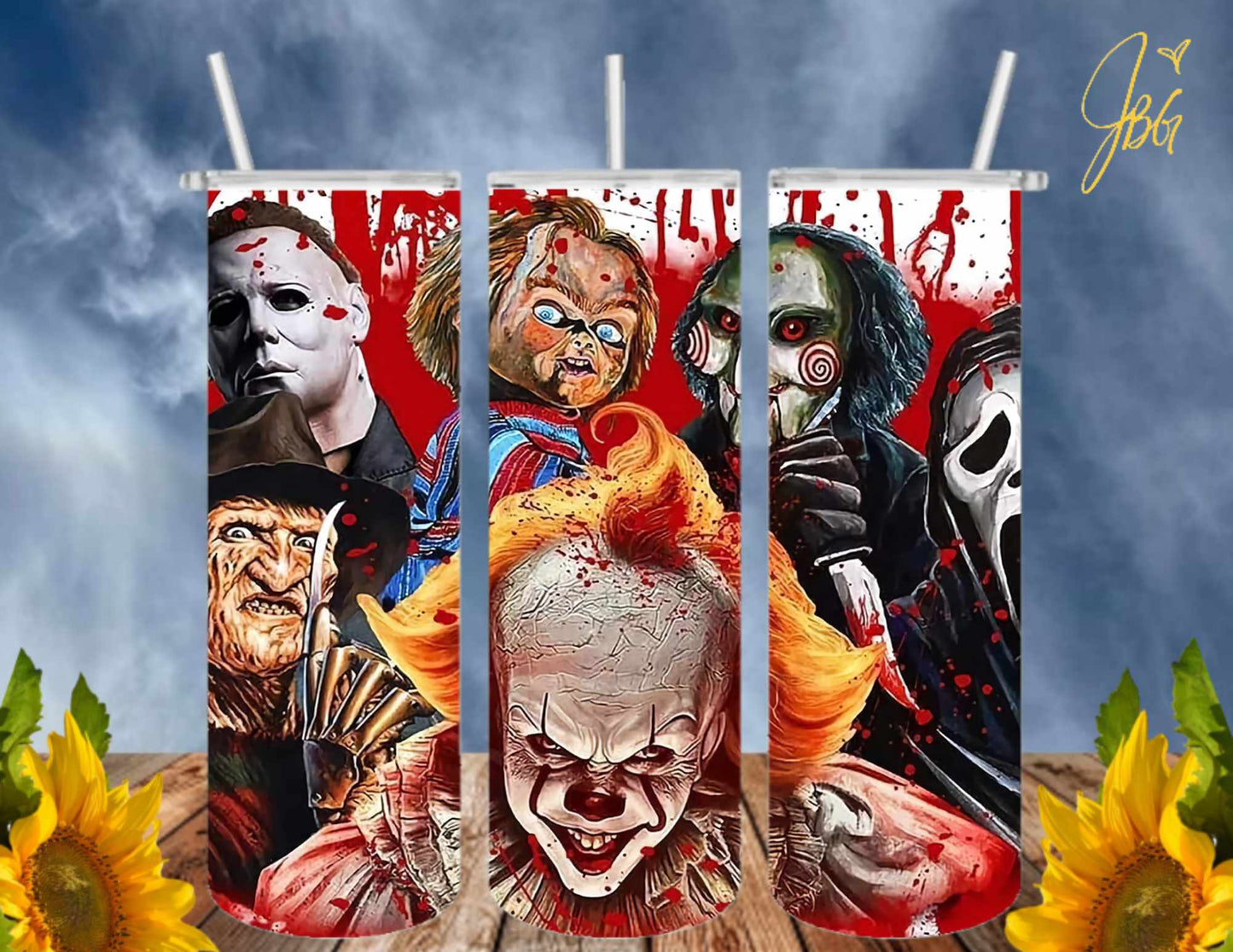 HORROR/THRILLER Serial Killers 20 Oz Tumbler with 2 Straws, 1 Lid and Straw Cleaner. FREE SHIPPING. Stainless Steel. Sublimation Tumbler Cup.