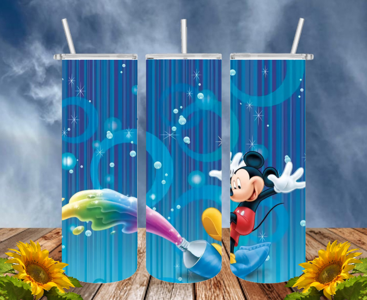 Mickey 20 Oz Tumbler with 1 Lid, 2 Straws and 1 Straw Cleaner. FREE SHIPPING. Stainless Steel. Sublimation Tumbler Cup.