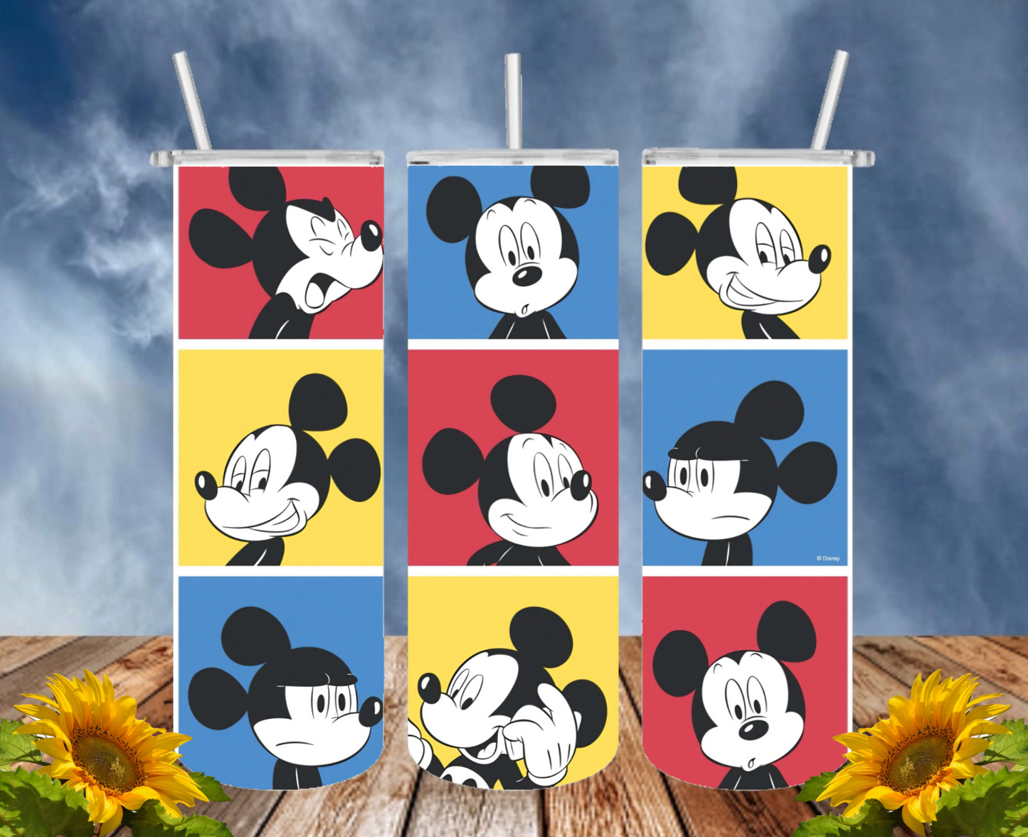 Mickey 20 Oz Tumbler with 1 Lid, 2 Straws and 1 Straw Cleaner. FREE SHIPPING. Stainless Steel. Sublimation Tumbler Cup.