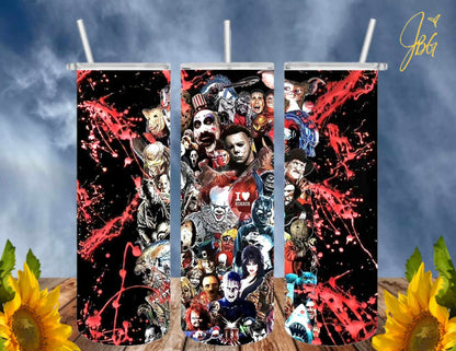 HORROR/THRILLER Serial Killers 20 Oz Tumbler with 2 Straws, 1 Lid and Straw Cleaner. FREE SHIPPING. Stainless Steel. Sublimation Tumbler Cup.