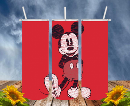 Mickey 20 Oz Tumbler with 1 Lid, 2 Straws and 1 Straw Cleaner. FREE SHIPPING. Stainless Steel. Sublimation Tumbler Cup.
