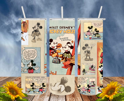 Mickey 20 Oz Tumbler with 1 Lid, 2 Straws and 1 Straw Cleaner. FREE SHIPPING. Stainless Steel. Sublimation Tumbler Cup.