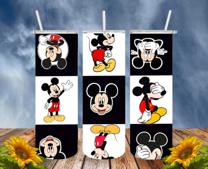 Mickey 20 Oz Tumbler with 1 Lid, 2 Straws and 1 Straw Cleaner. FREE SHIPPING. Stainless Steel. Sublimation Tumbler Cup.