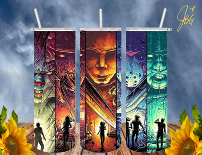HORROR/THRILLER Serial Killers 20 Oz Tumbler with 2 Straws, 1 Lid and Straw Cleaner. FREE SHIPPING. Stainless Steel. Sublimation Tumbler Cup.