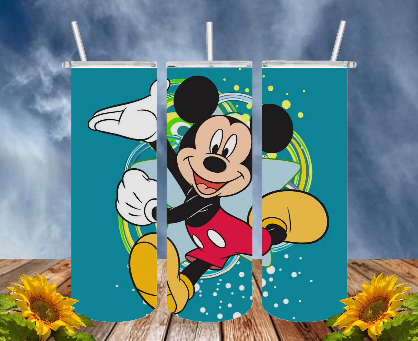 Mickey 20 Oz Tumbler with 1 Lid, 2 Straws and 1 Straw Cleaner. FREE SHIPPING. Stainless Steel. Sublimation Tumbler Cup.