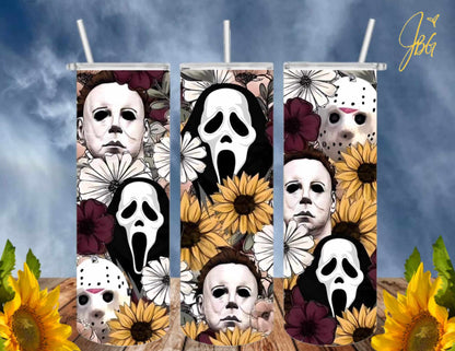HORROR/THRILLER Serial Killers 20 Oz Tumbler with 2 Straws, 1 Lid and Straw Cleaner. FREE SHIPPING. Stainless Steel. Sublimation Tumbler Cup.