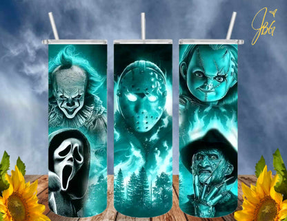 HORROR/THRILLER Serial Killers 20 Oz Tumbler with 2 Straws, 1 Lid and Straw Cleaner. FREE SHIPPING. Stainless Steel. Sublimation Tumbler Cup.