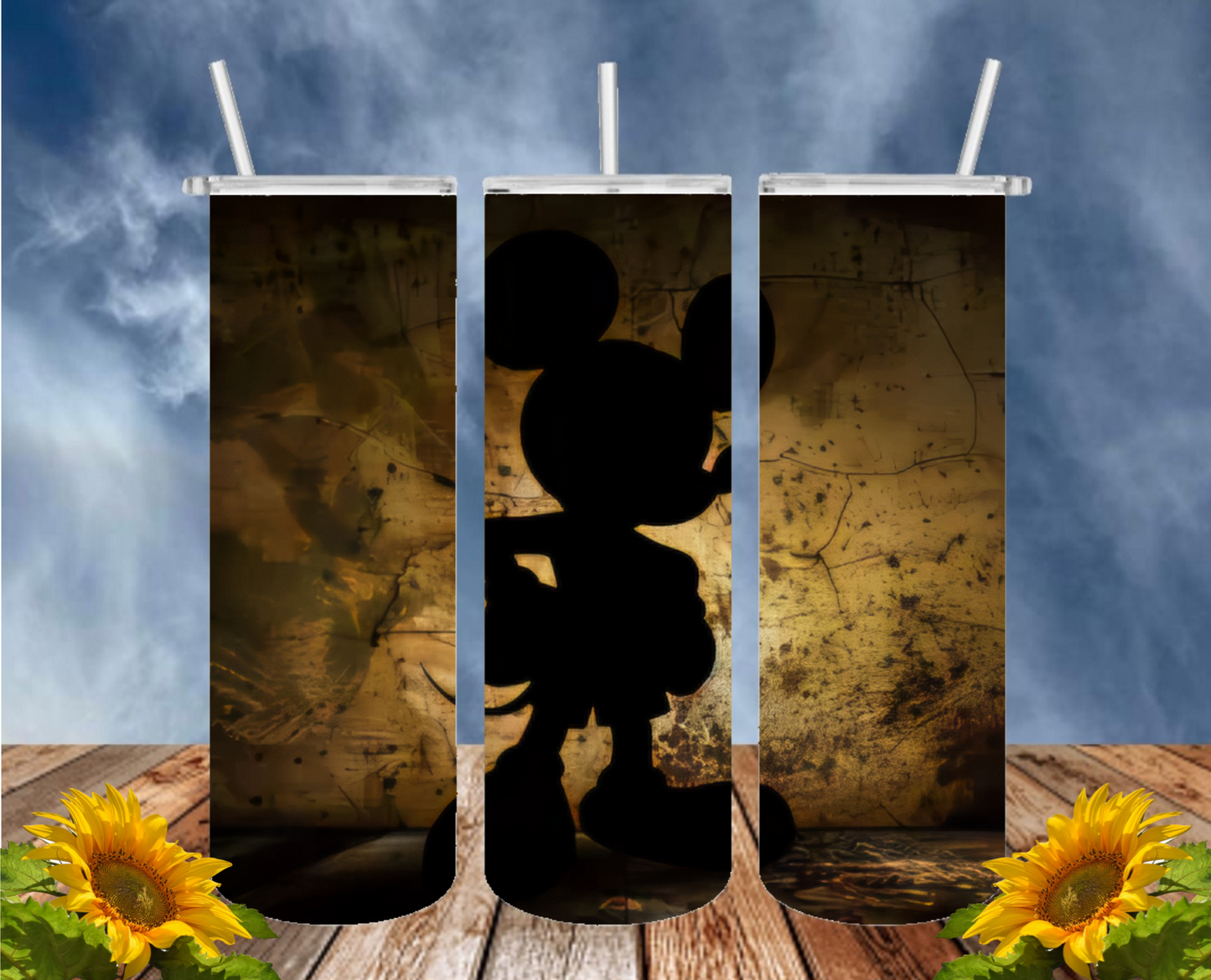 Mickey 20 Oz Tumbler with 1 Lid, 2 Straws and 1 Straw Cleaner. FREE SHIPPING. Stainless Steel. Sublimation Tumbler Cup.