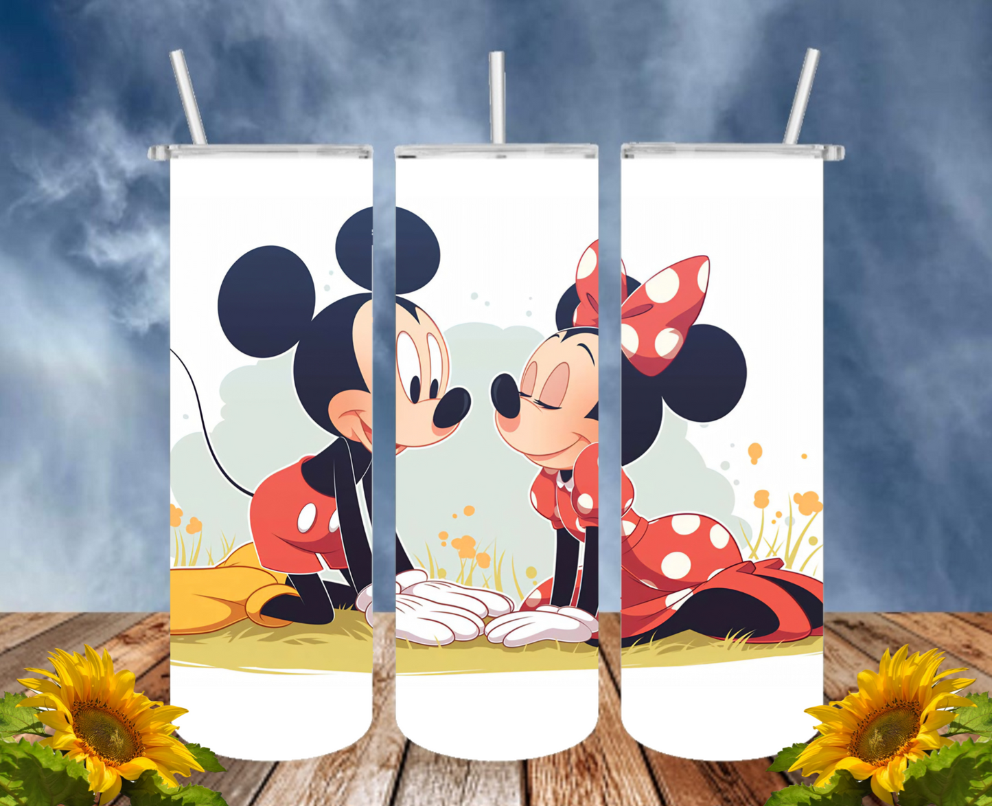 Mickey 20 Oz Tumbler with 1 Lid, 2 Straws and 1 Straw Cleaner. FREE SHIPPING. Stainless Steel. Sublimation Tumbler Cup.