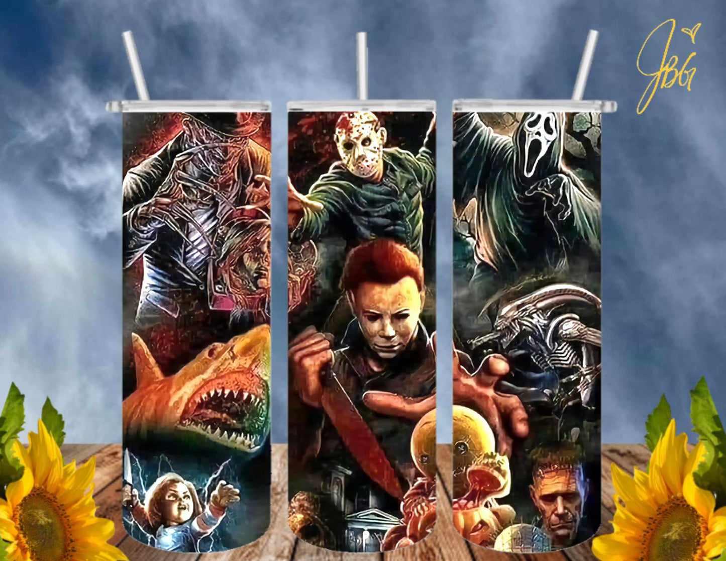HORROR/THRILLER Serial Killers 20 Oz Tumbler with 2 Straws, 1 Lid and Straw Cleaner. FREE SHIPPING. Stainless Steel. Sublimation Tumbler Cup.