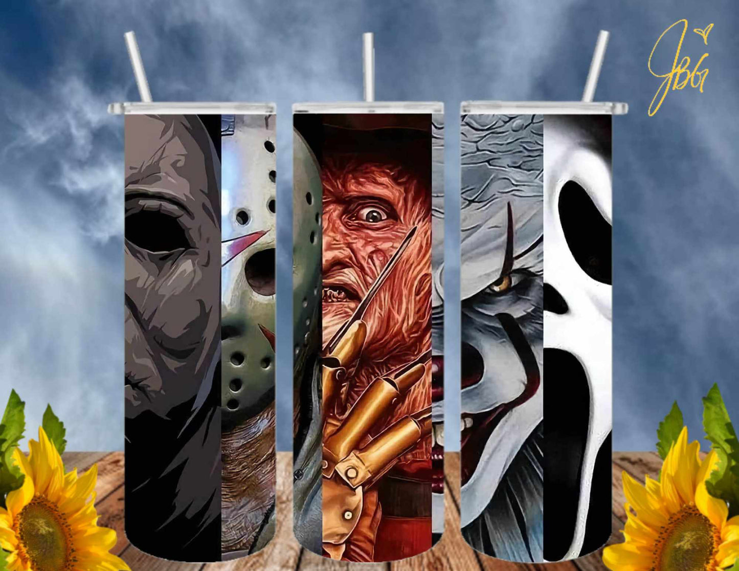 HORROR/THRILLER Serial Killers 20 Oz Tumbler with 2 Straws, 1 Lid and Straw Cleaner. FREE SHIPPING. Stainless Steel. Sublimation Tumbler Cup.