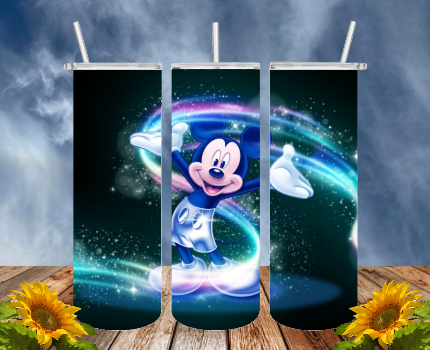 Mickey 20 Oz Tumbler with 1 Lid, 2 Straws and 1 Straw Cleaner. FREE SHIPPING. Stainless Steel. Sublimation Tumbler Cup.