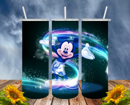 Mickey 20 Oz Tumbler with 1 Lid, 2 Straws and 1 Straw Cleaner. FREE SHIPPING. Stainless Steel. Sublimation Tumbler Cup.