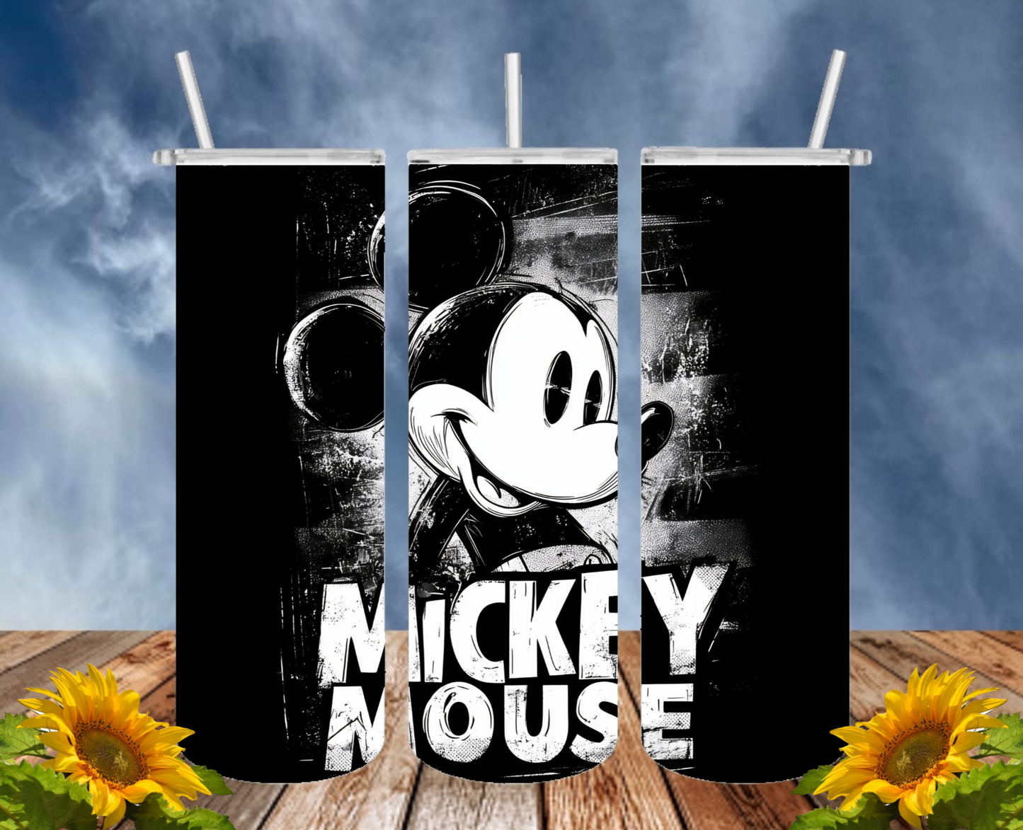 Mickey 20 Oz Tumbler with 1 Lid, 2 Straws and 1 Straw Cleaner. FREE SHIPPING. Stainless Steel. Sublimation Tumbler Cup.