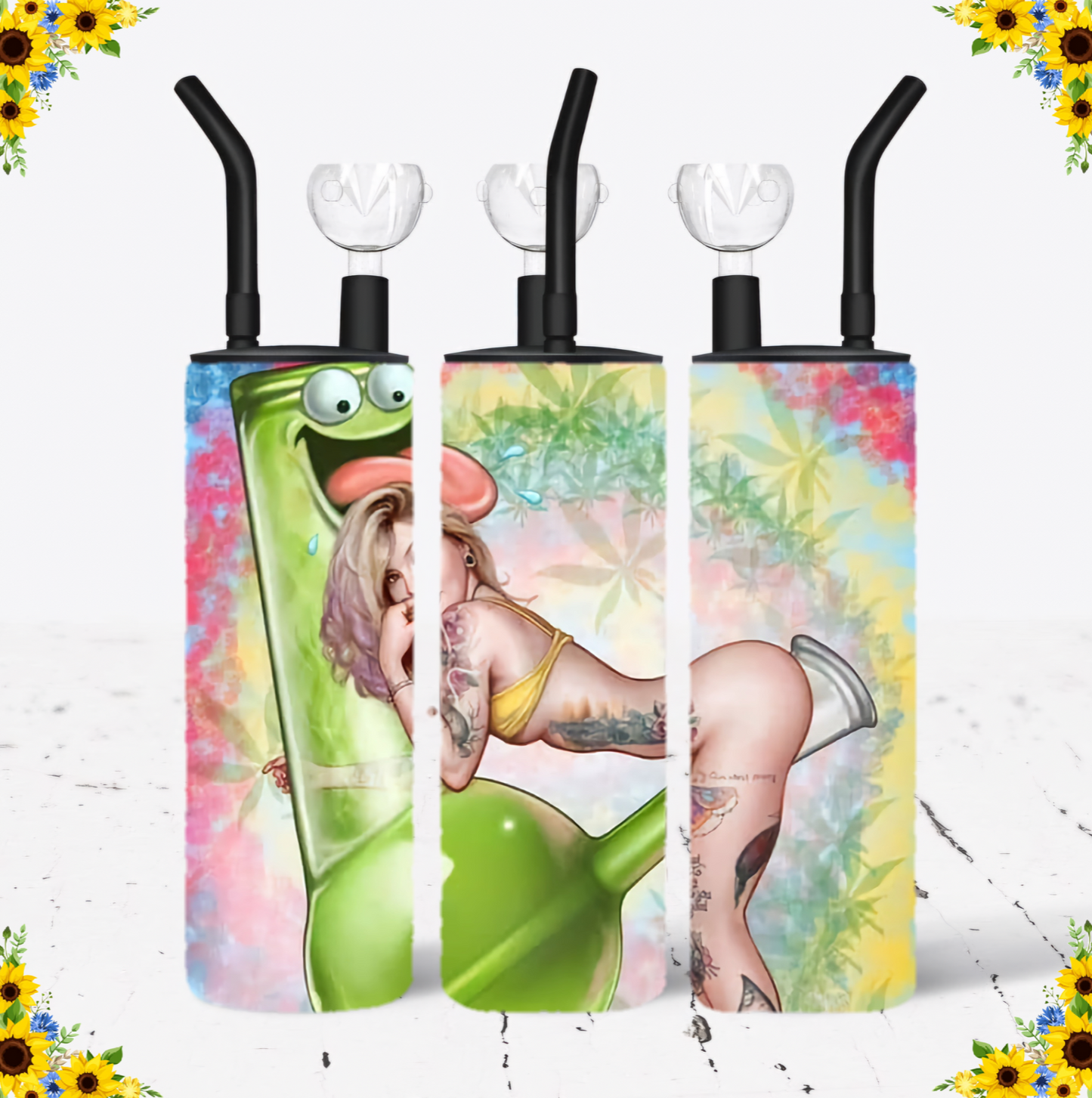 WATER BONG, 20 Oz Sublimation Printed, Stainless Steel, Easy to Clean, Any Design/Image, Customizable, Personalized, Friends, Christmas Gift, Holiday, Birthday, 420 Friendly.