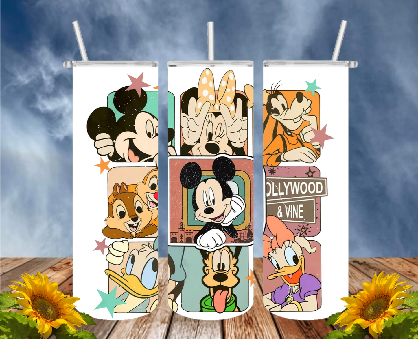 Mickey 20 Oz Tumbler with 1 Lid, 2 Straws and 1 Straw Cleaner. FREE SHIPPING. Stainless Steel. Sublimation Tumbler Cup.