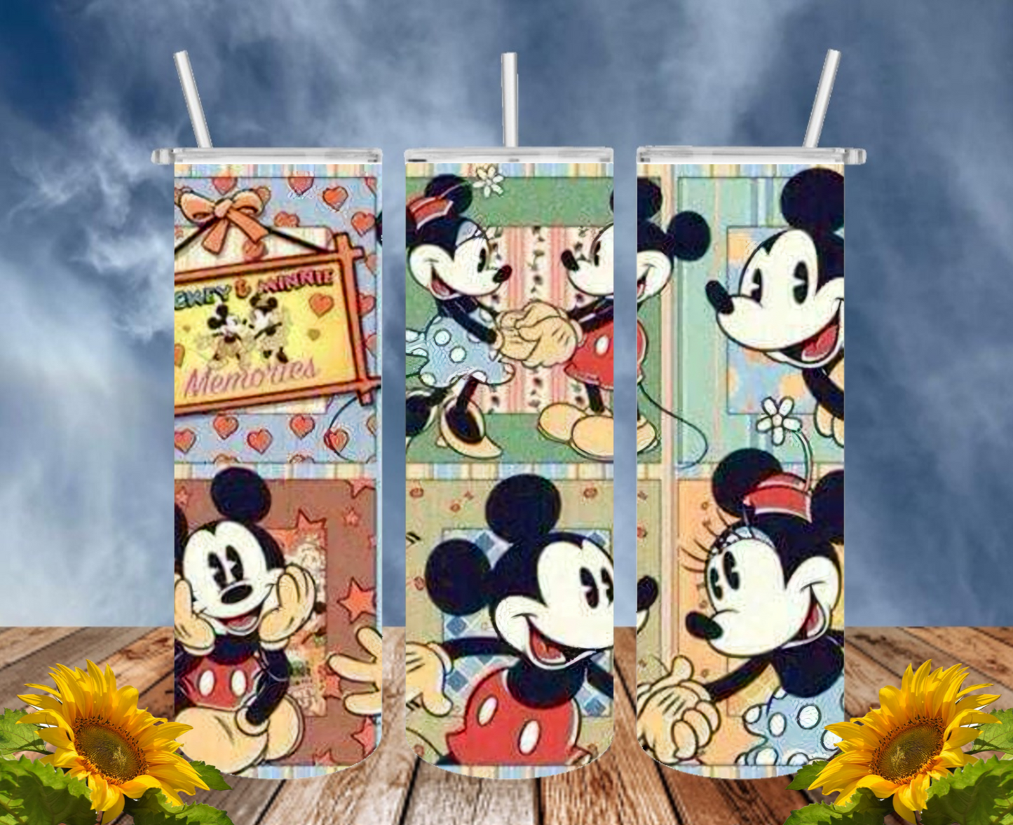 Mickey 20 Oz Tumbler with 1 Lid, 2 Straws and 1 Straw Cleaner. FREE SHIPPING. Stainless Steel. Sublimation Tumbler Cup.