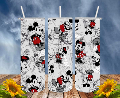 Mickey 20 Oz Tumbler with 1 Lid, 2 Straws and 1 Straw Cleaner. FREE SHIPPING. Stainless Steel. Sublimation Tumbler Cup.