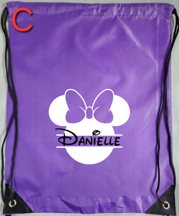 CLIP ART IMAGE + NAME Drawstring Bags, Customizable, Cinch Bag