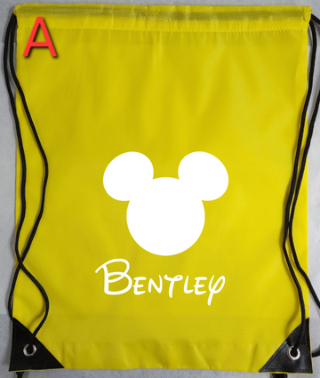 CLIP ART IMAGE + NAME Drawstring Bags, Customizable, Cinch Bag