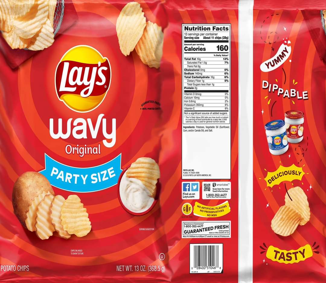 Lay's Potato Chips, Wavy Original, 10.5 Ounce